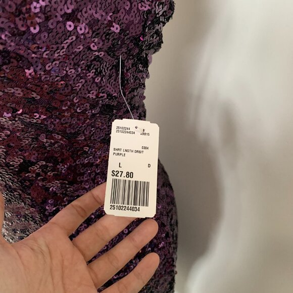 FOREVER 21 PURPLE SEQUIN STRAPLESS DRESS NWT - Picture 4 of 8